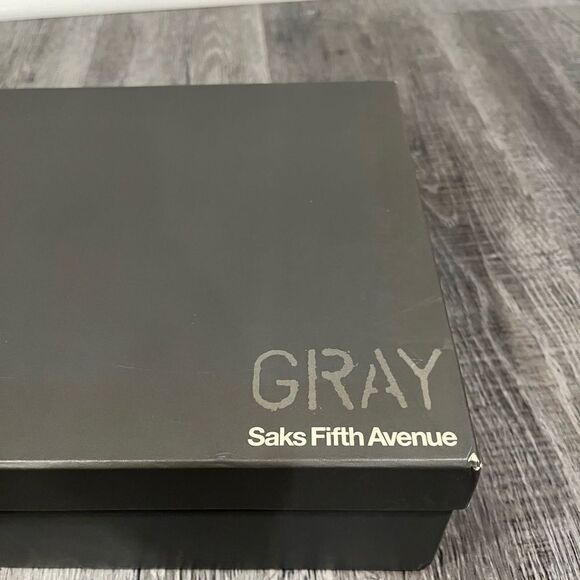 Gray for Saks Fifth Avenue Suede Leather Metallic Lace Up Wedge Booties sz 6.5 - Picture 15 of 15